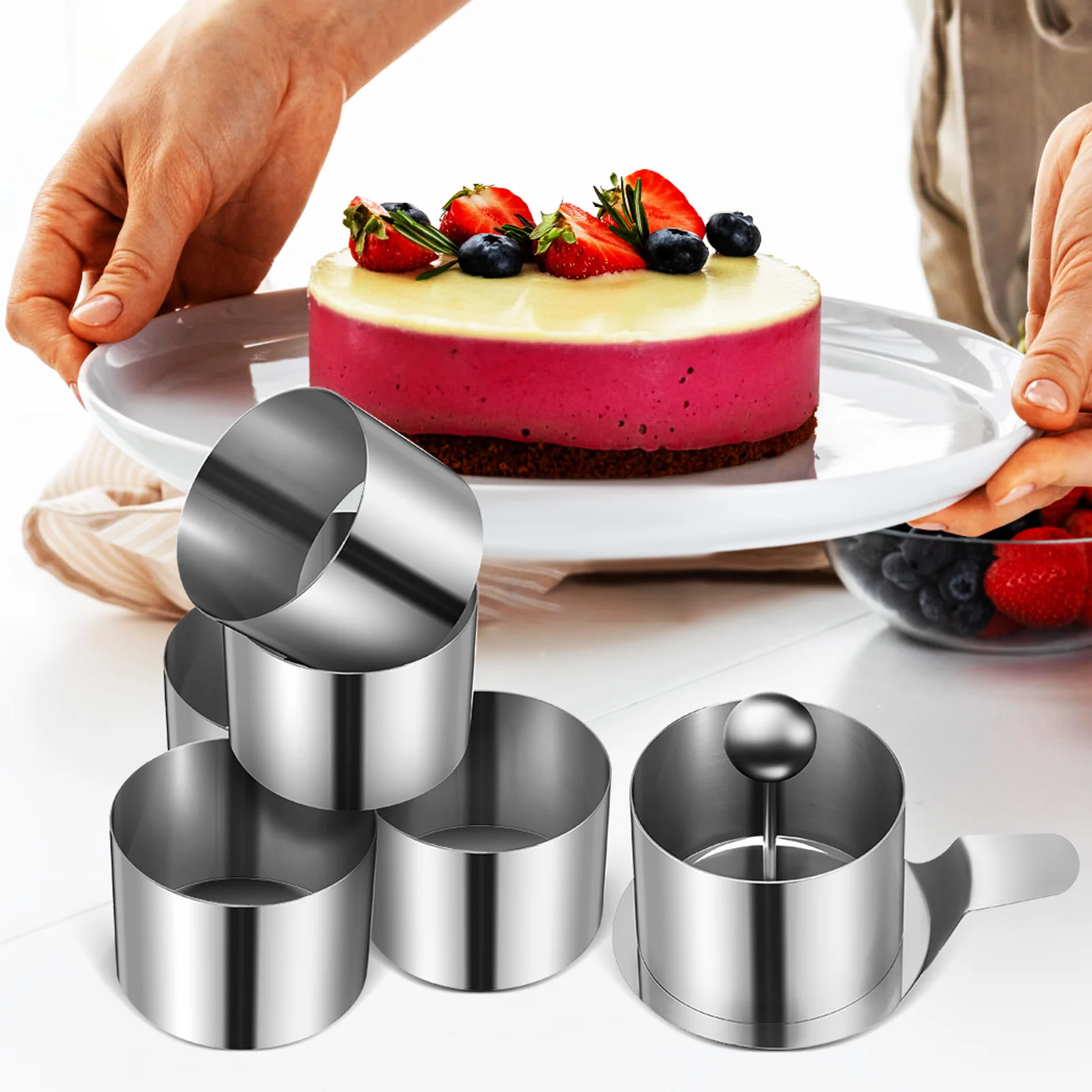 

1Set Stainless Steel Mousse Cake Mold Classic Design Baking Success Easy Cleaning Suitable for Personal Enjoyment
