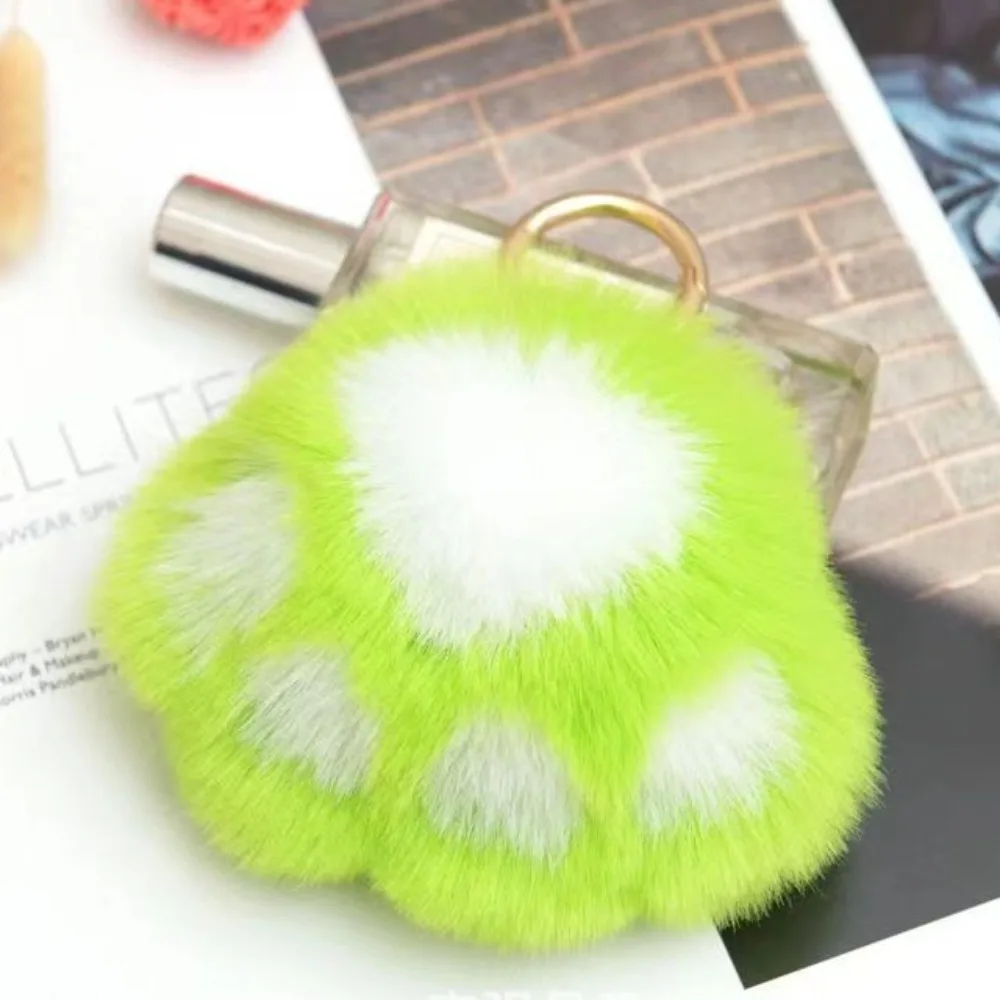 Stuffed Animal Cat's Paw Fur Keychain Love Pompom Cat's Paw Stuffed Keyring Kawaii Furry Doll Plush Cat's Paw Pendant