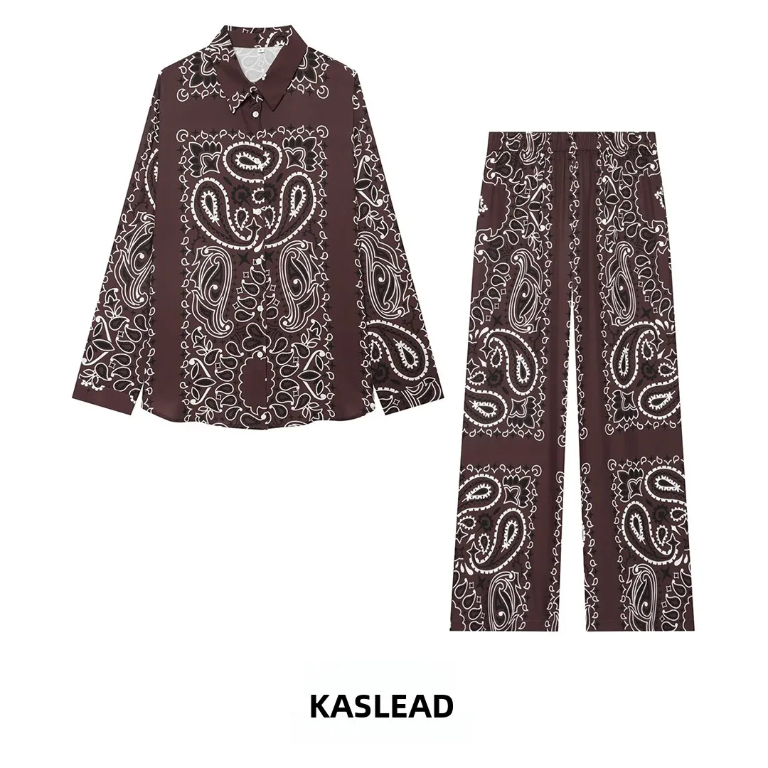 Fashionable Long Sleeve Shirt And Pants Set for Women Casual Print Design New Arrival Summer Collection Two Piece Suit