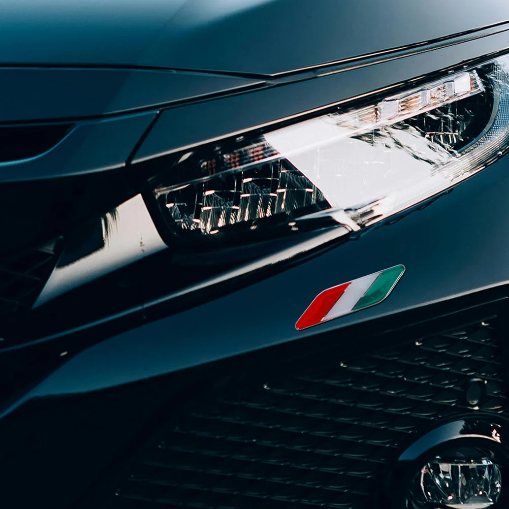 

2Pairs Italian Flag Car Decal Aluminum Epoxy Material Durable Waterproof Easy Apply Universal Auto Exterior Decoration National
