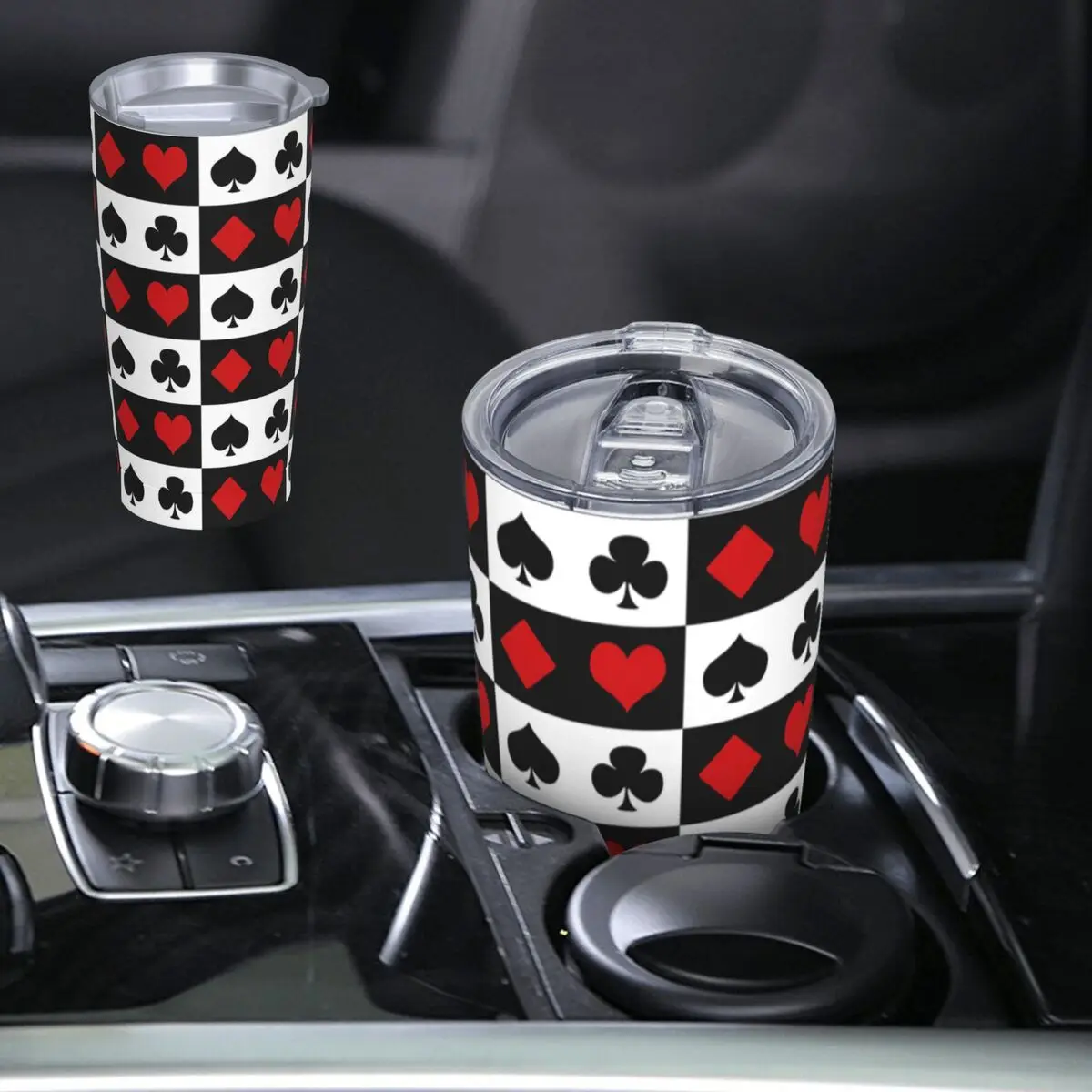 Playing Card Stainless Steel Tumbler Vacuum Insulated Mugs Thermal Cold Cup Straw With Lid 20oz
