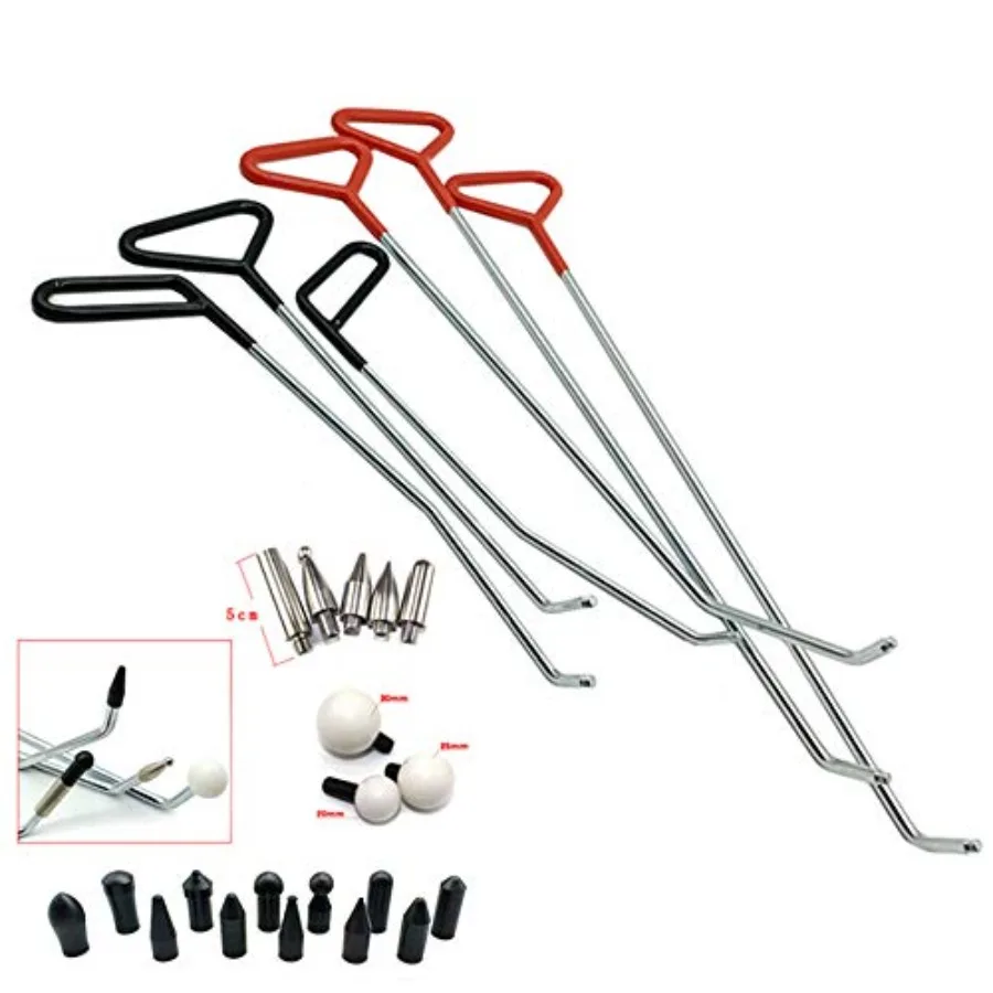 

Paintless Dent Repair Tools for Auto Body: Steel Rods with Awl Head Black 6pcs Rod + 20pcs Pen for Hail Dents and Door Ding Rem