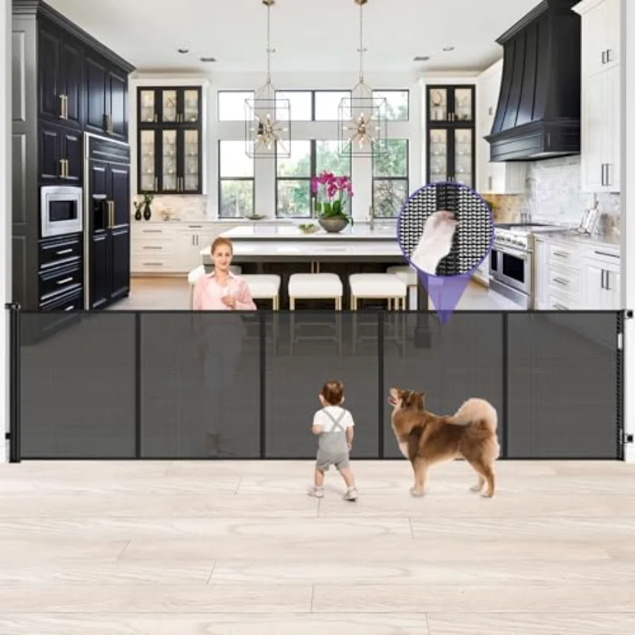 

42 Inch Extra Tall Baby Gate 120 Inch Extra Wide Retractable Baby Gates for Large Openings Upgraded Retractable Gate Keeps Pets