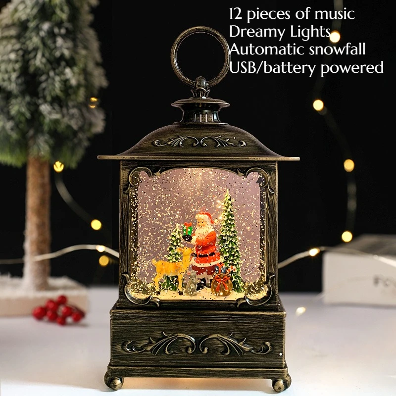 Christmas Gift Snowflake Wishing Lamp Luminous Music Box Snowhouse Town Atmosphere Home Decoration