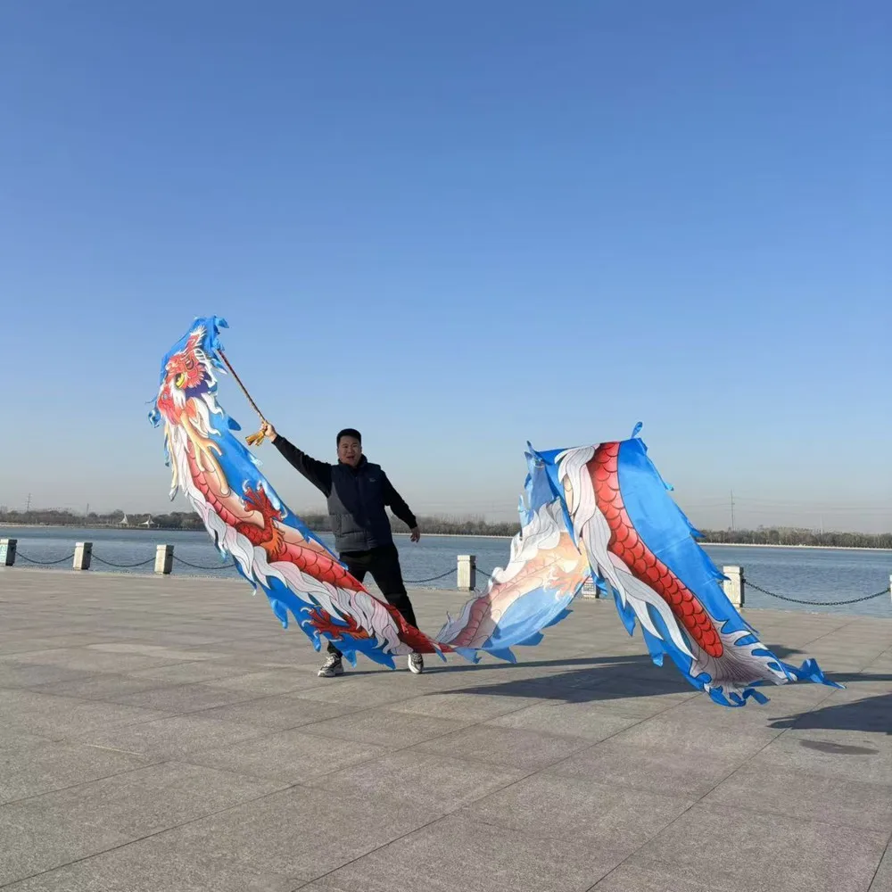 8 متر الحرير التنين الرقص الذيل الشريط الملحقات في الهواء الطلق ممارسة الدعامة مهرجان الإمدادات (لا تشمل رأس التنين) #2