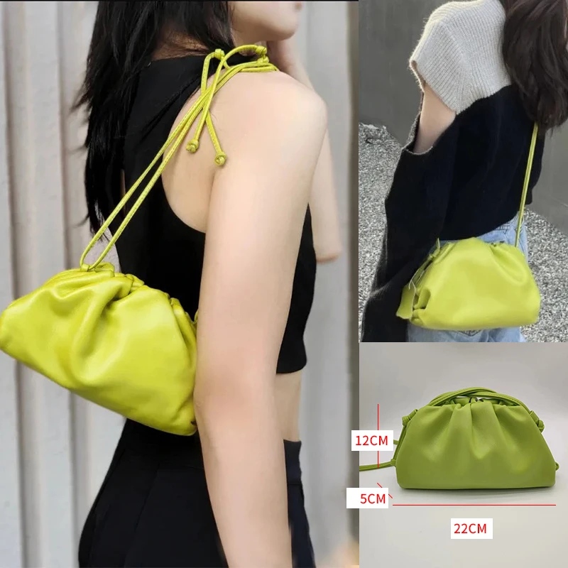 

Women's Y2k Cloud Shaped Dumpling Crossbody Bag 2025 Ruched Bag Clutch Purse Clip Shoulder Handbag Elegant Banquet Bag 3 Sizes