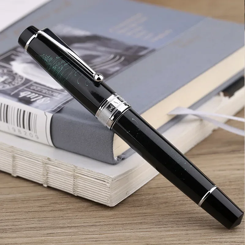 MAJOHN T5 Piston Metal Fountain Pen Fireworks  Iridium Nib EF/F/M 0.38/0.5/0.7mm Large-Capacity Writing Office Gifts Ink Pen