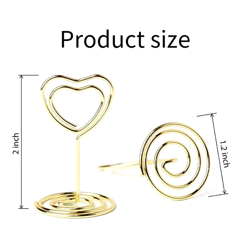 Gold Card Holder for Party, Place Card, Cards Stand, Name Menu Clips, Table Sign Holders, 40 PCs