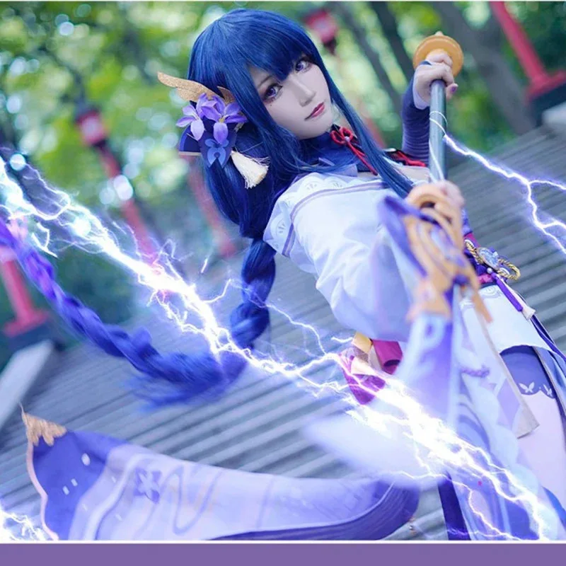 ชุดคอสเพลย์ไรเด็นโชกุนจากเกม Genshin Impact ปี 2025 ชุดยูนิฟอร์มอนิเมะ พร้อมวิกผม เครื่องประดับศีรษะ ชุดบาอัล สำหรับฮาโลวีน ครบชุด