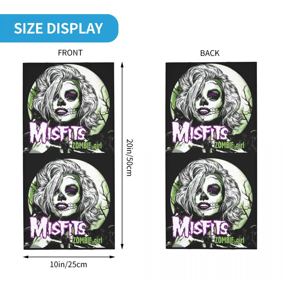 Banda personalizada Misfits vampiro zombi chica Bandana cuello polaina a prueba de viento cara bufanda cubierta hombres mujeres diadema de Metal pasamontañas de tubo