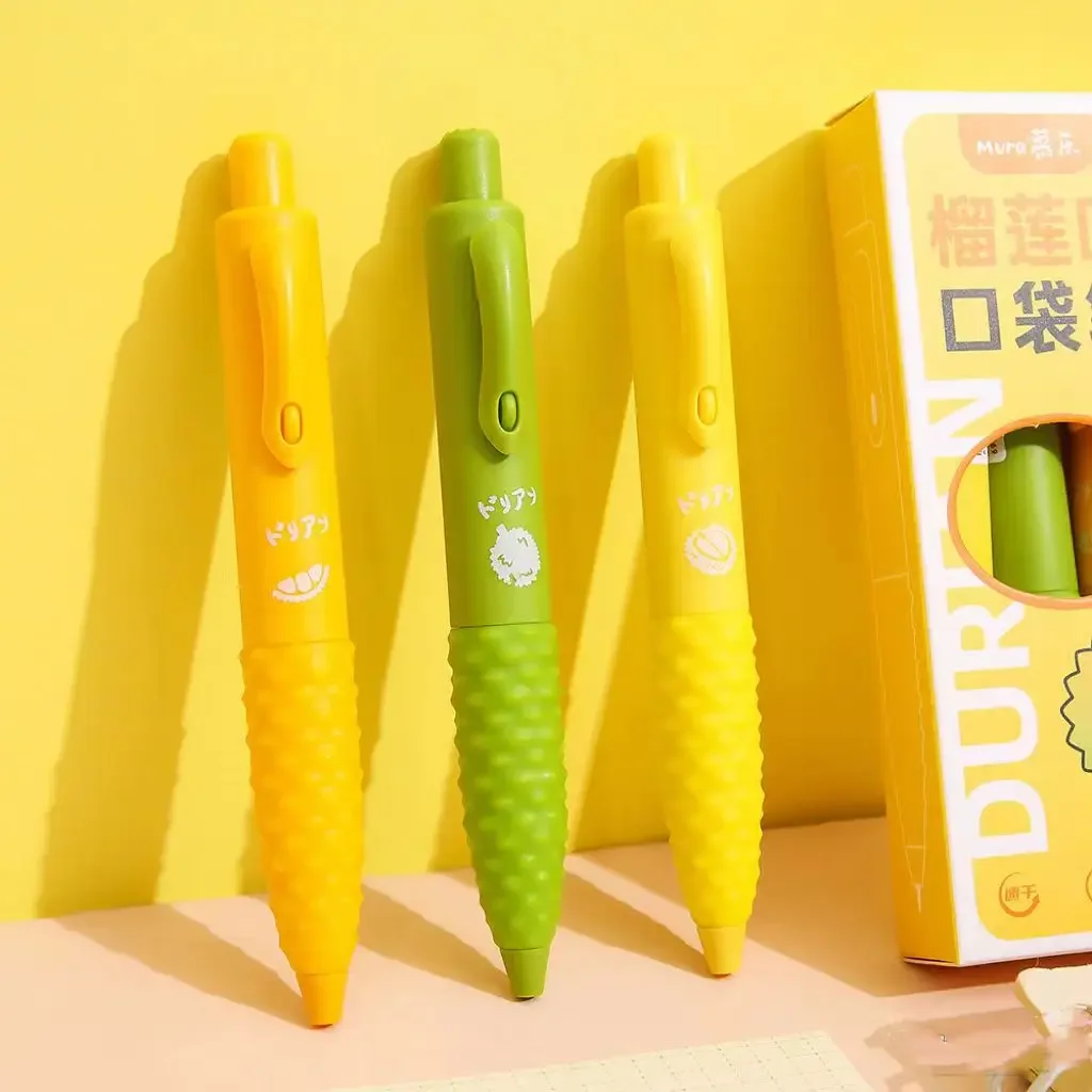 3Pcs/Box Cute Fruit Durian Shape Gel Pen for School Writing Kawaii Cartoon Neutral Pen Office Supplies kids Stationery gift