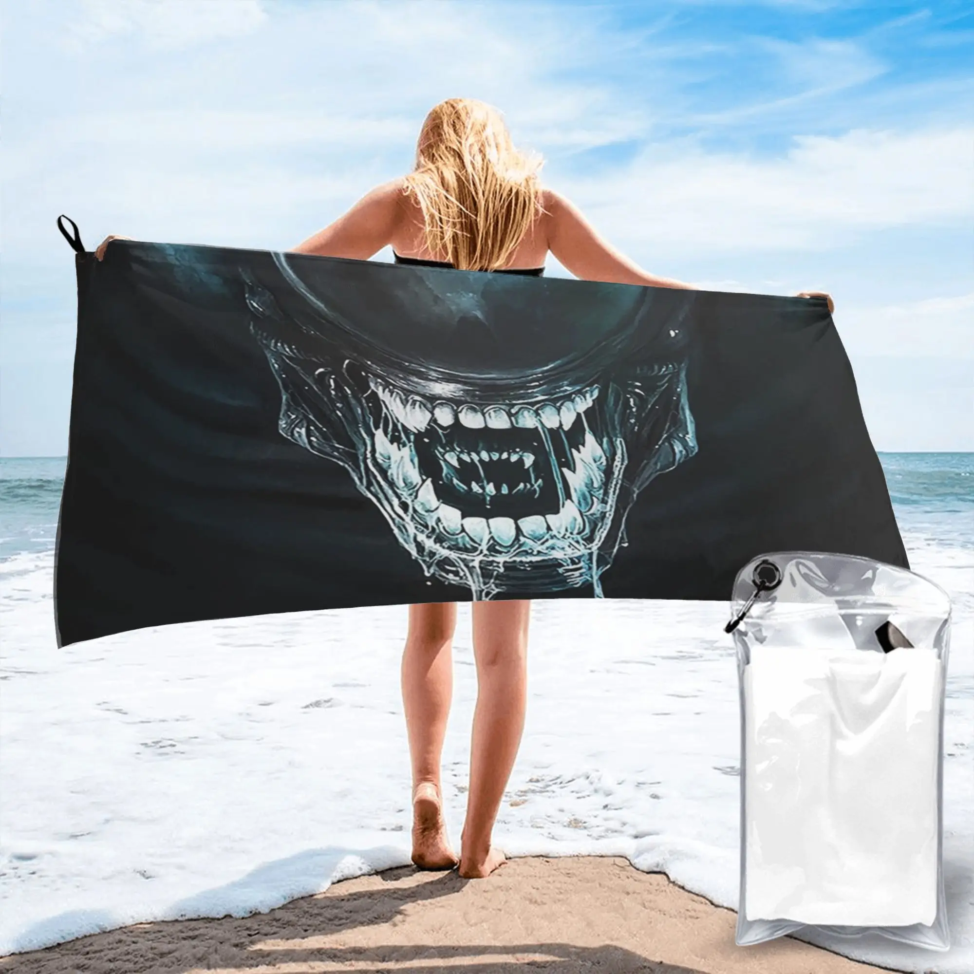 Xenomorph Alien Beach Towel Soft Microfiber Quick Dry Absorbent Quick Towels For Swimming