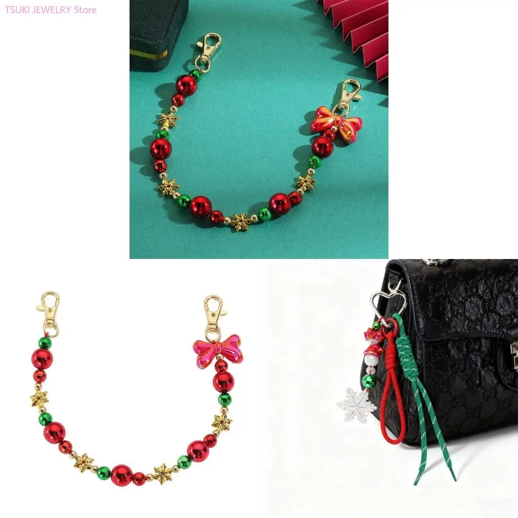 

62KE Holiday Themed Plastic Ring With Creative Santa Design Christmas Holder For Bag Charm And Car Decors