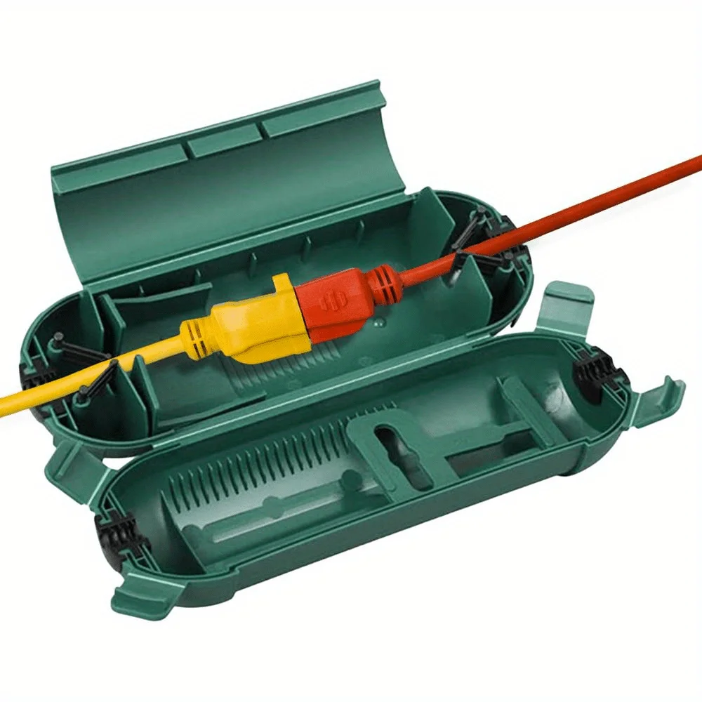 Outdoor Extension Cord Cover Waterproof Connection Protector with 4 Seal Latches Adjustable Compartment for AWG 12/14/16 Cords