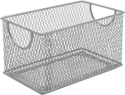 Caja de malla de almacenamiento, malla plateada, ideal para la escuela, suministros para el hogar o la oficina, libros, discos de ordenador y más