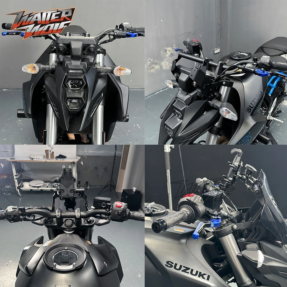 دراجة نارية الزجاج الأمامي جبل قوس لسوزوكي GSX-8S GSX 8S GSX8S 2023-2025 الزجاج الأمامي منحرف لتحديد المواقع والملاحة حامل هاتف