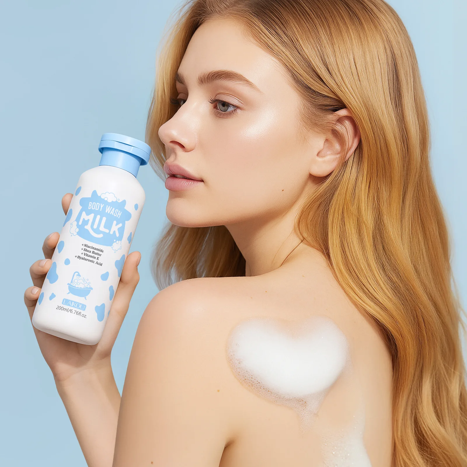 

LAIKOU Milk Moisturizing Body Wash 200ml, Hydrating Shower Gel for Dry Skin, Nourishing Bath Wash for Women Men