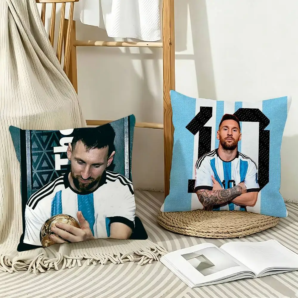 

No.10 Football L-Lionel Messi Pillow Case Pattern Printed Pillowcase For Living Room Sofa Cushion Cover