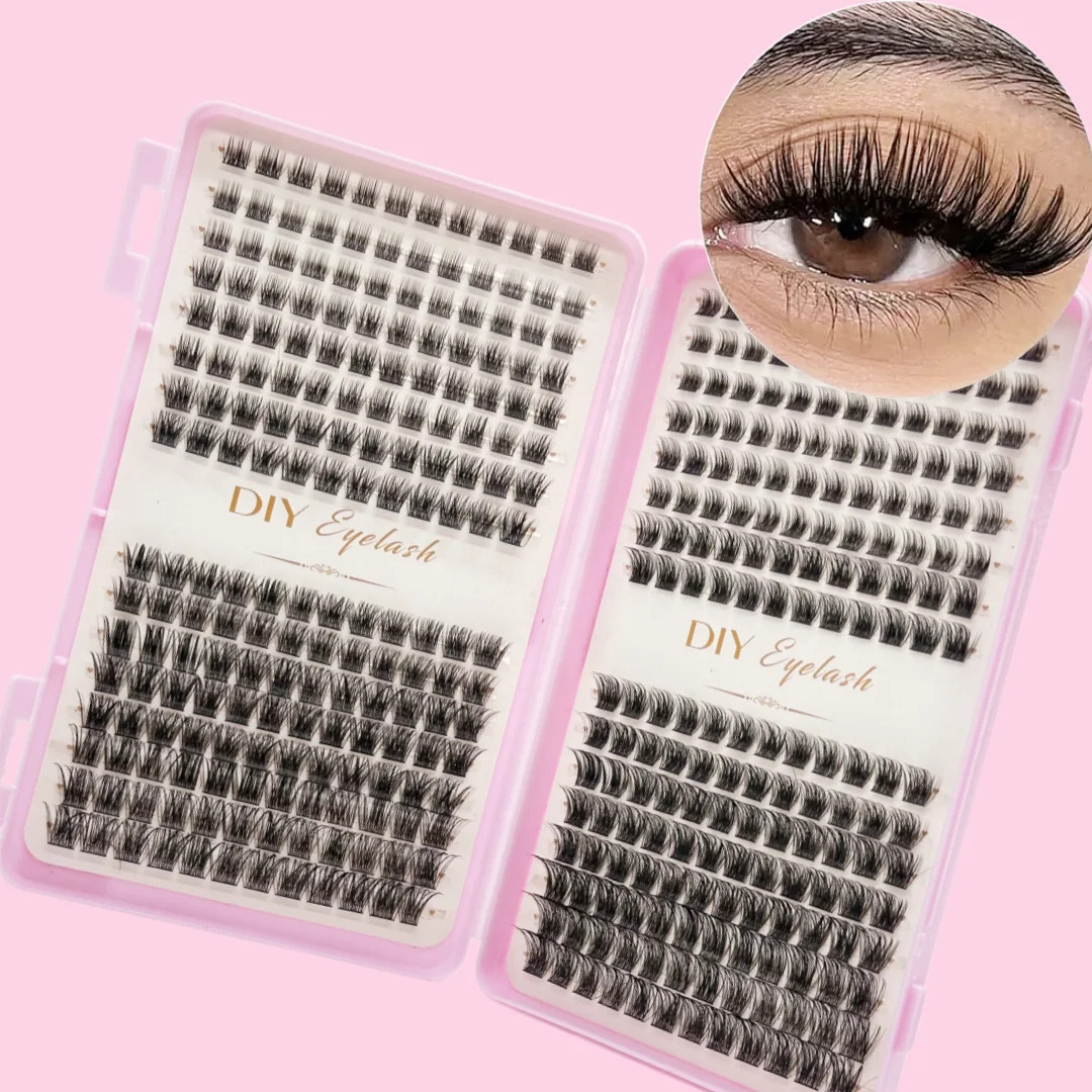 384-teiliges DIY-Wimpernset |   Einfache Anbringung von falschen Wimpern, tragbare DIY-Einzelwimpern, die ein natürliches Aussehen verleihen.