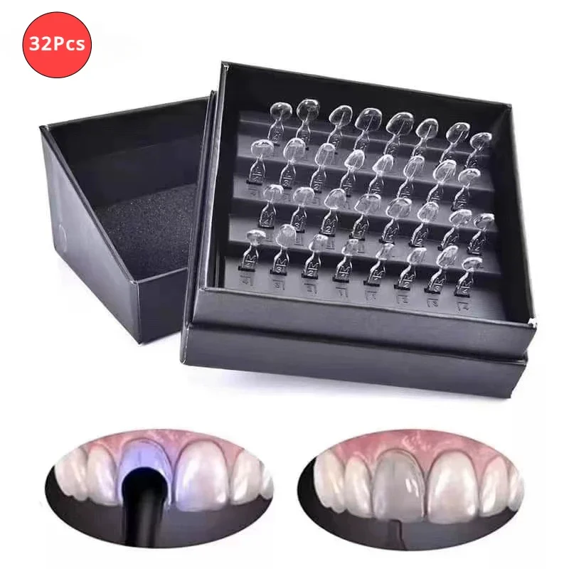 32pcs/Set Dental Composite Resin Veneer Mould Kit Light Cure Autoclave Anterior Front Teeth Mold Teeth Whitening Dentistry Tools