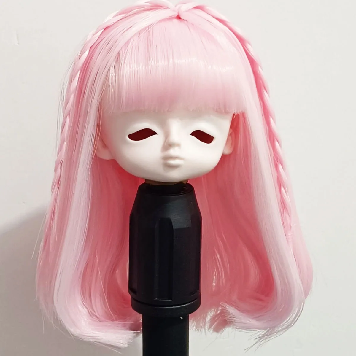 Pink 1/6 1/8 BJD Doll Hair, Bangs Double Braid Wig Free Shipping