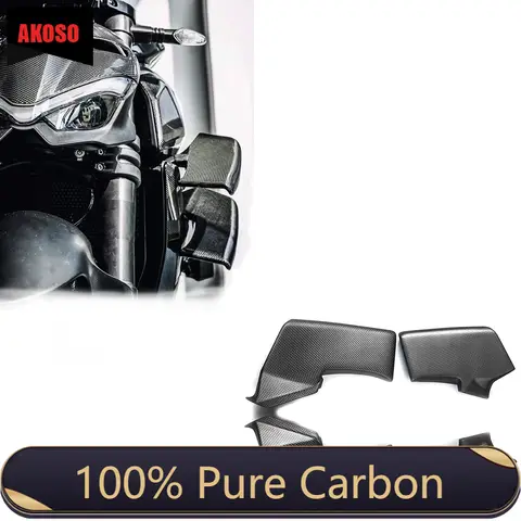 100% Ducati Streetfighter V4 V4S V2 용 전체 탄소 섬유 윙렛, 윙 오토바이 바디 부품 페어링 키트, 3K 건조