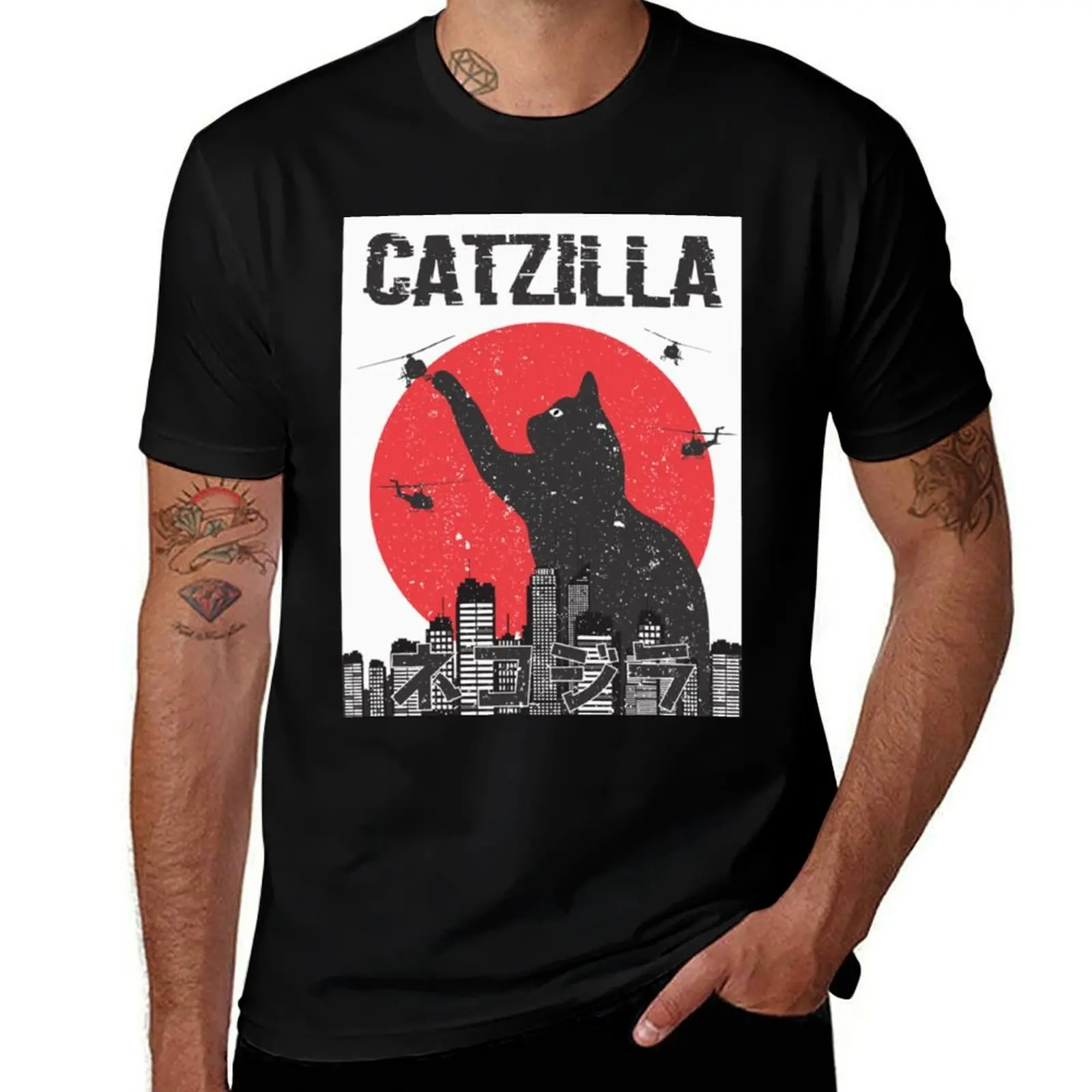 

Catzilla Japanese| Perfect Gift T-Shirt blanks vintage graphic tee Luxury man hippie clothes tshirts for men