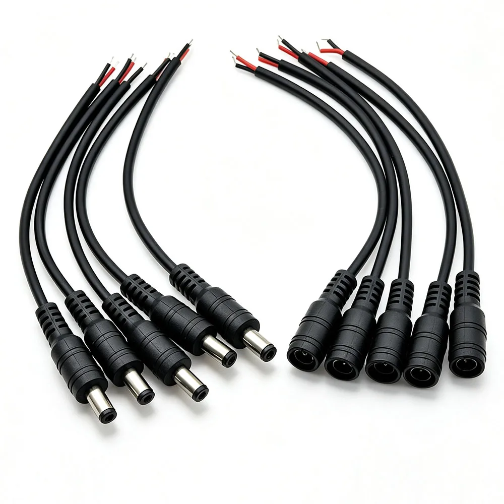 5Pairs 5.5 X 2.1mm 12V DC Power Female and Male Plug DC Barrel Connector Extension Cord Wire for DIY LED Strip Light CCTV Camera