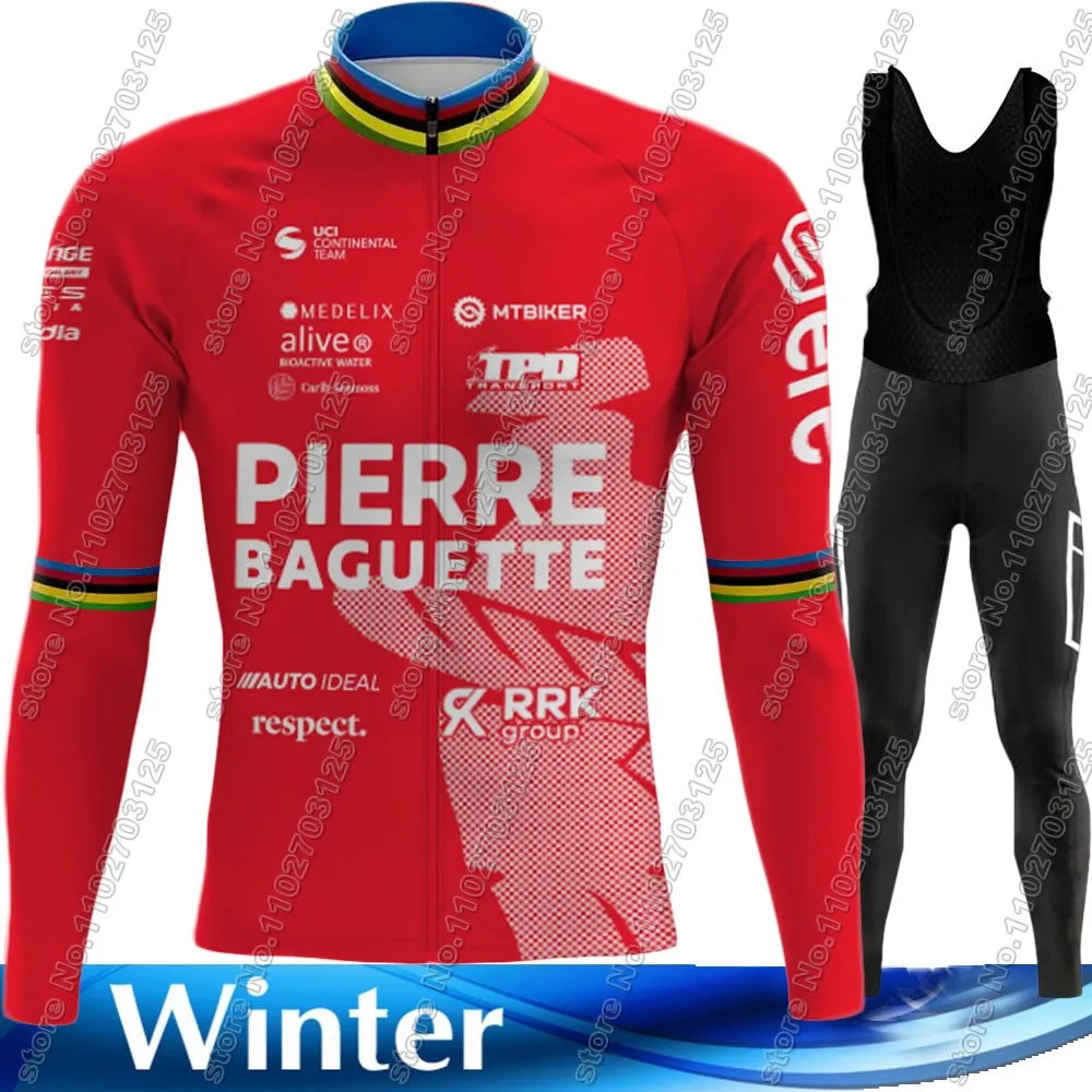 Winter Pierre Baguette 2024 Cycling Jersey Set  Long Sleeve Winter Slovakia Clothing Road Pants Bib Bike Suit MTB Maillot Ropa