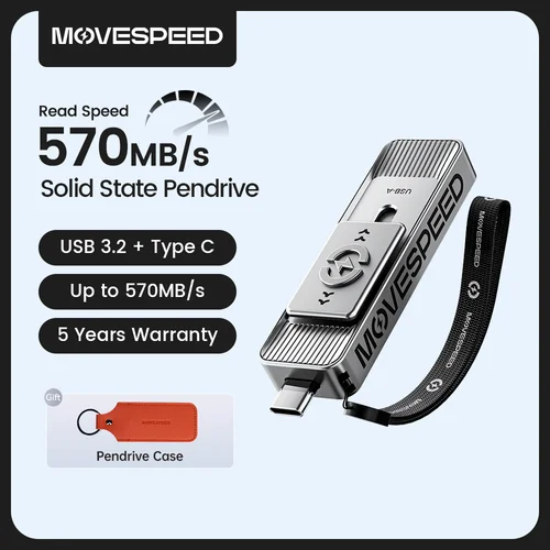 Imagen 1 del producto MOVESPEED SP05 570 MB/s USB tipo C unidad Flash 2TB 1TB 512GB 256GB 128GB OTG USB 3,2 Gen 2 Pendrive para iPhone 15/16 PC portátil