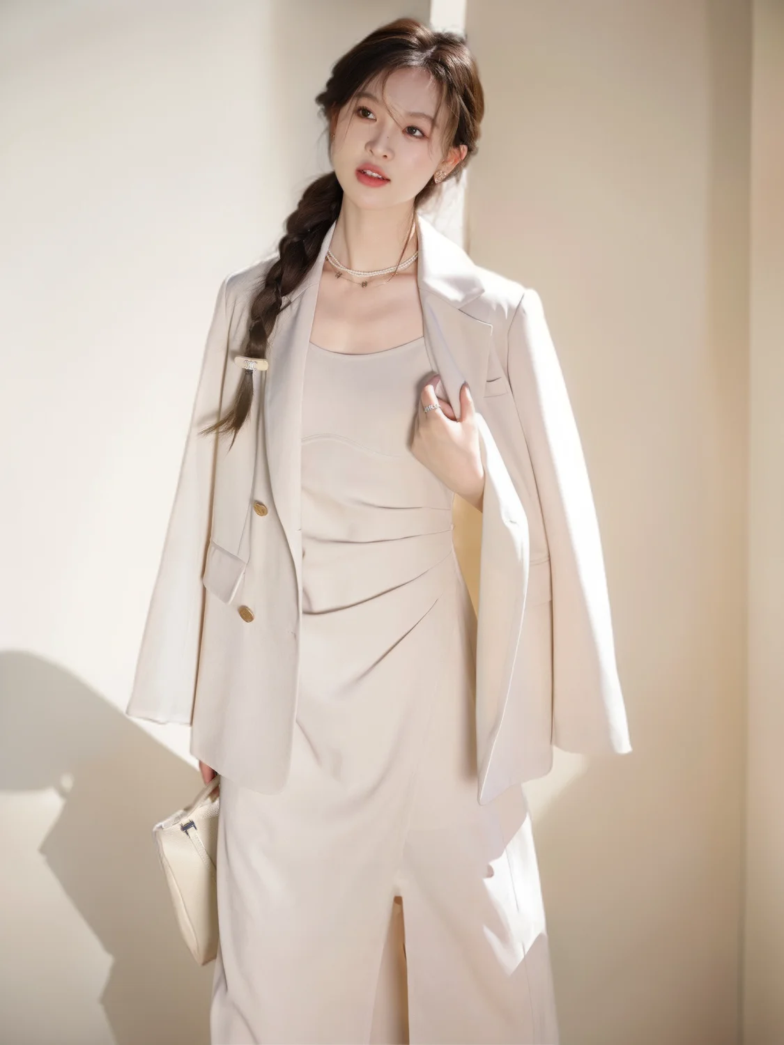 

Blazers Womans Winter Coat Denim Midi Urban Clothes Dual Patch Pocket Asymmetry Cut Quilt Front Contemporary Breathable Sweaters