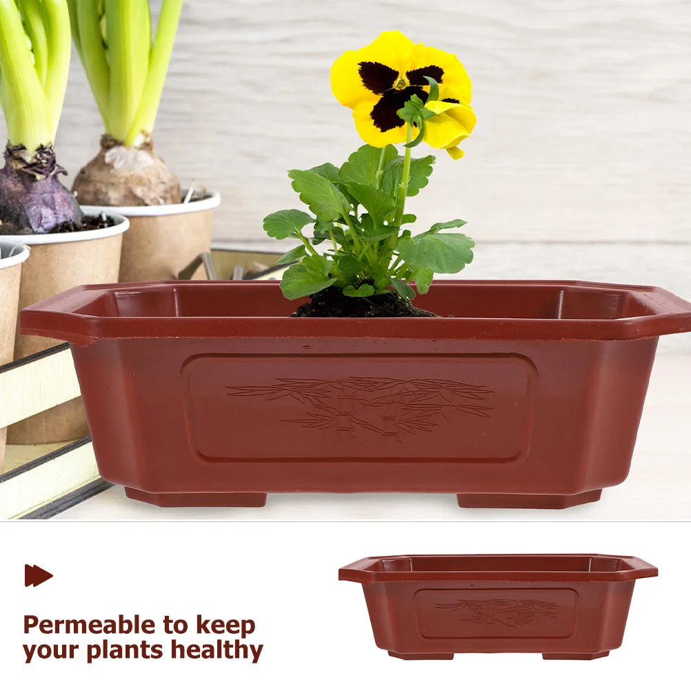 

6pcs Plastic Flower Pots Rectangular Drainable Planters For Balcony Garden Indoor Outdoor Houseplant Decorative Planter Bowl