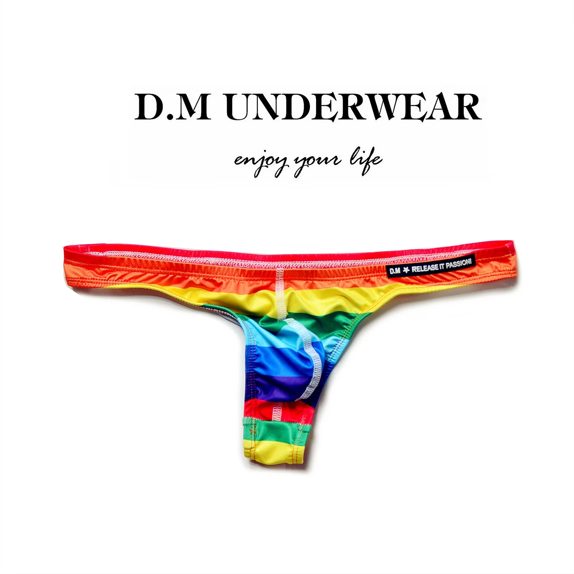 

Rainbow Color Men's Underwear Sexy Temptation T-pants T-shaped Low Waist Gay Thong Shorts