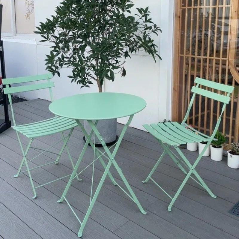 

Balcony table, chairs, tea table combination leisure area arrangement set stacked small round table garden outdoor courtyard wro