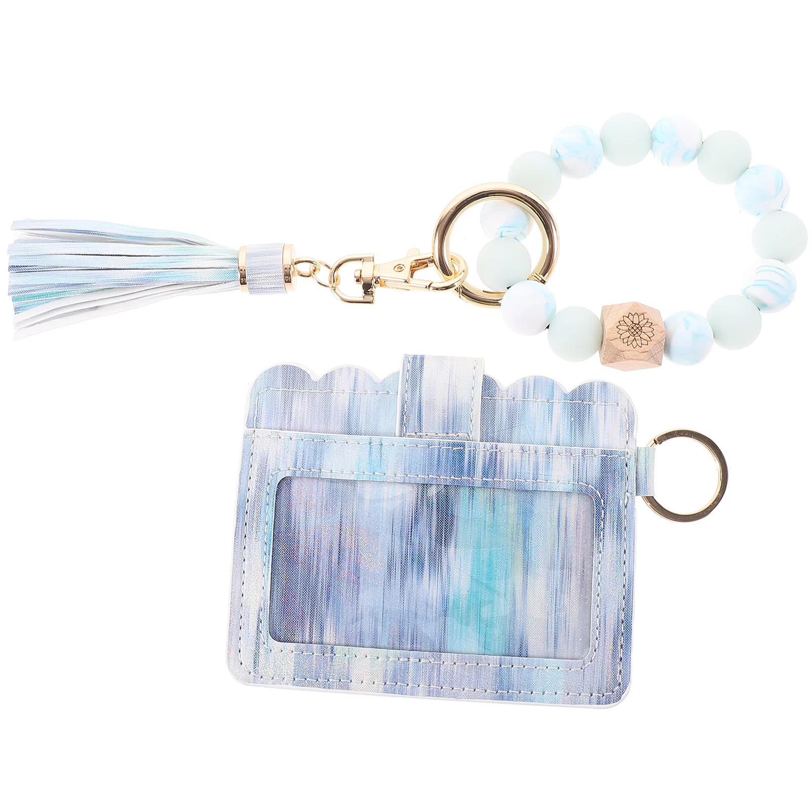 

Luminous Silicone Bead Wrist Keychains K68447 Purple H made Beaded Pu Card Holder Bracelet Women Silicone Bangle Car Key
