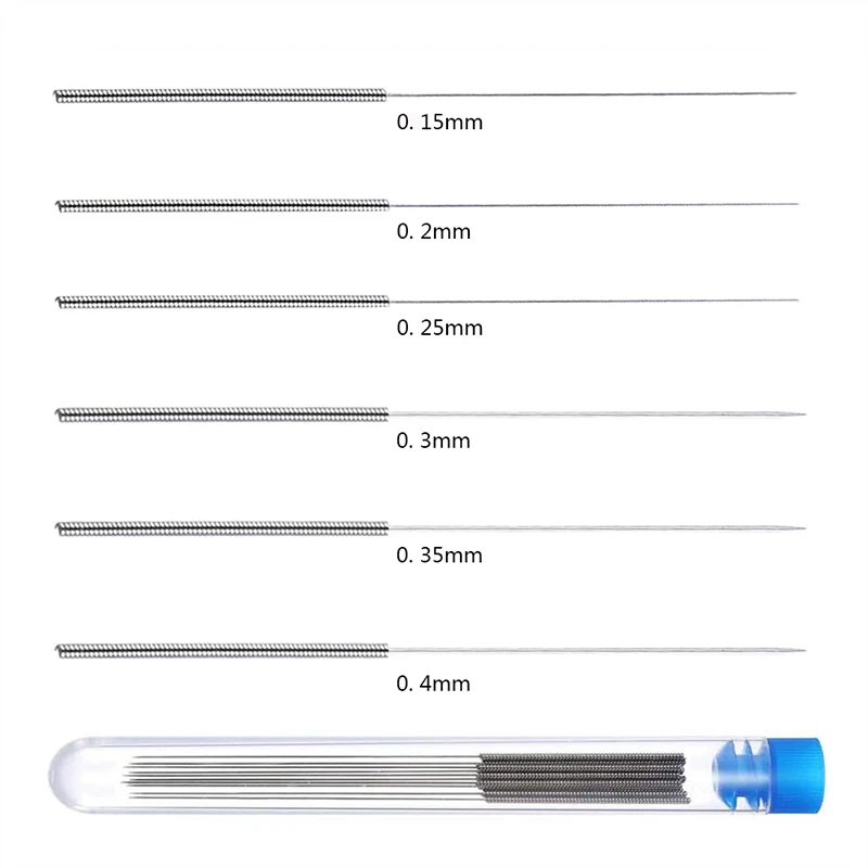 3D tiskárna tryska úklid souprava 0.2/0.3/0.4/0.5/0.6/0.8/1.0mm nerez ocel tryska úklid jehlice 3D tiskárna tryska čistič