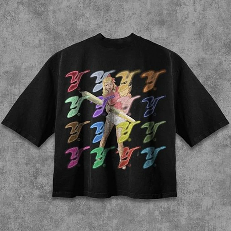

Vintage Personalized Letter Y Graphic Cotton Print T-shirt Men Y2K Summer Short Sleeves Oversize T-shirt Streetwear Women Tops