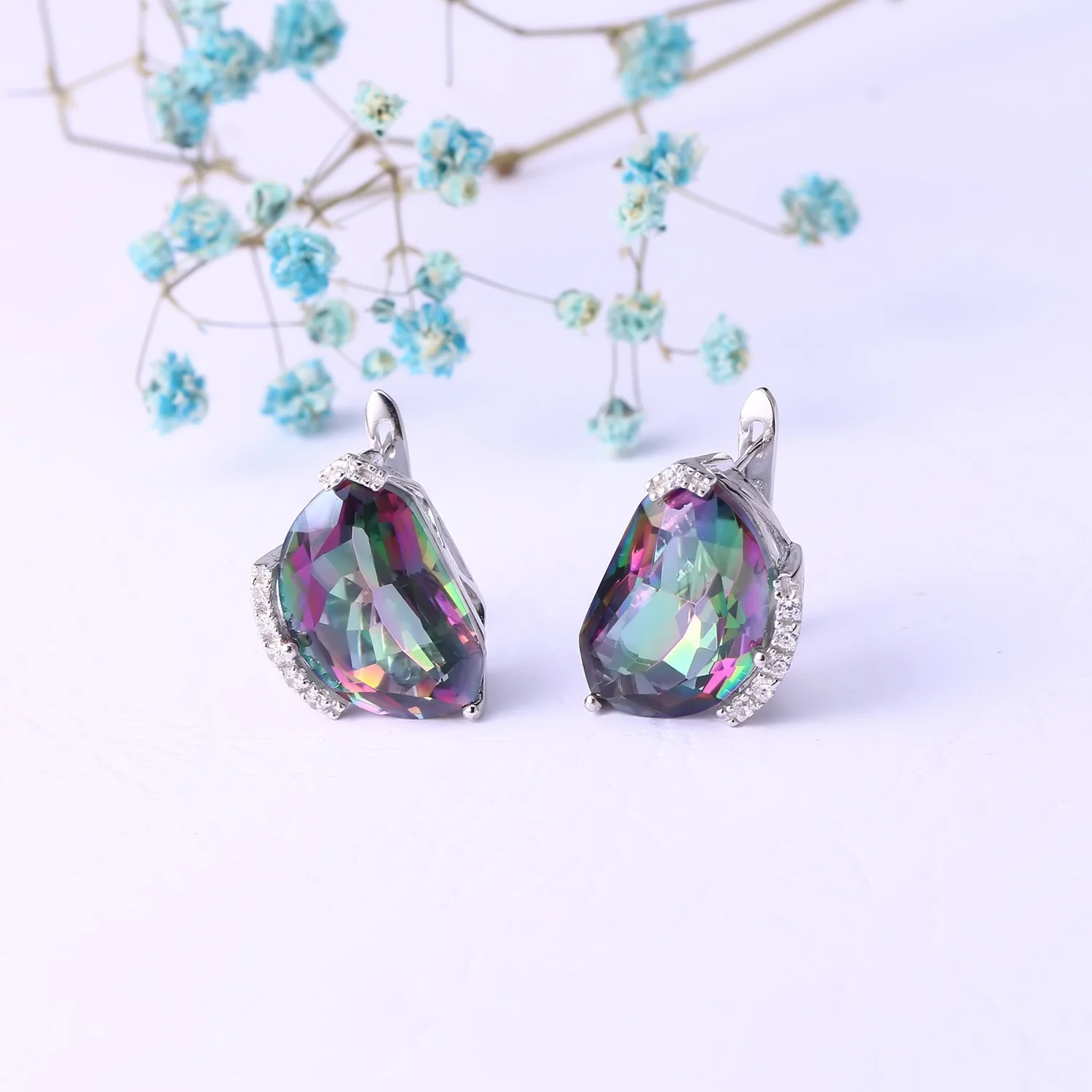 Luxury brand genuine real jewels Fashion New Treasure Inlaid Personalized s925 Silver Colorful Crystal Earrings high quality