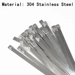 100Pcs 304#Stainless Steel Cable Ties 4.6mm Heavy Duty Self-Locking Cable Zip Tie Multi-Purpose Metal Exhaust Wrap Locking Ties