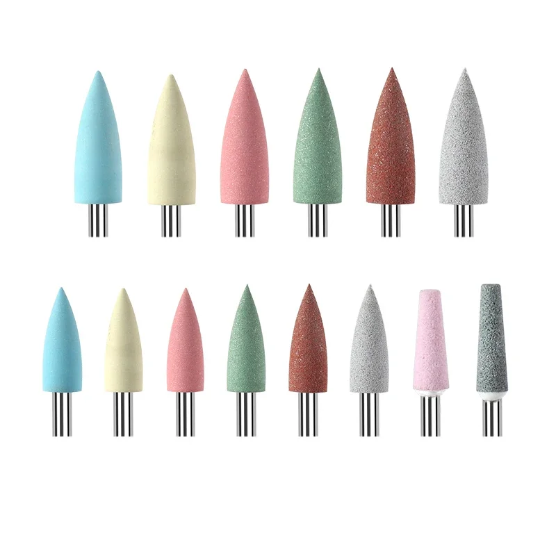 10pcs/set Silicone rubber Polisher Grinding Head 2.35mm Shank Nail bit Nail Electric Manicure Drill Machine Accessory