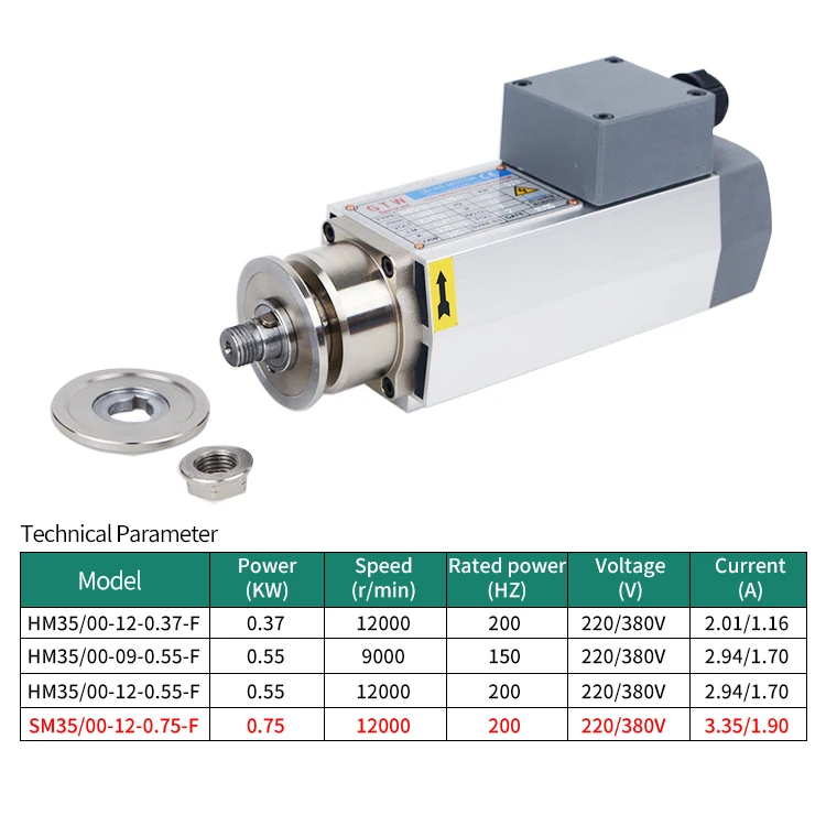 Circular Saw Spindle 0.55kw 0.75kw Air Cooled  CNC High Speed Spindle Motor for  Cutting Drilling Polishing Grinding