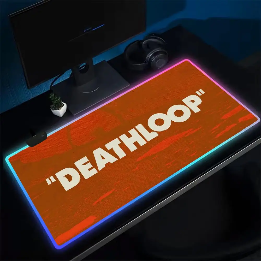 

Super DEATHLOOP Mouse Pad Anime Gaming Mouse Pad LED Table Pads Backlit Rubber Desktop XXL RGB Desk Mats