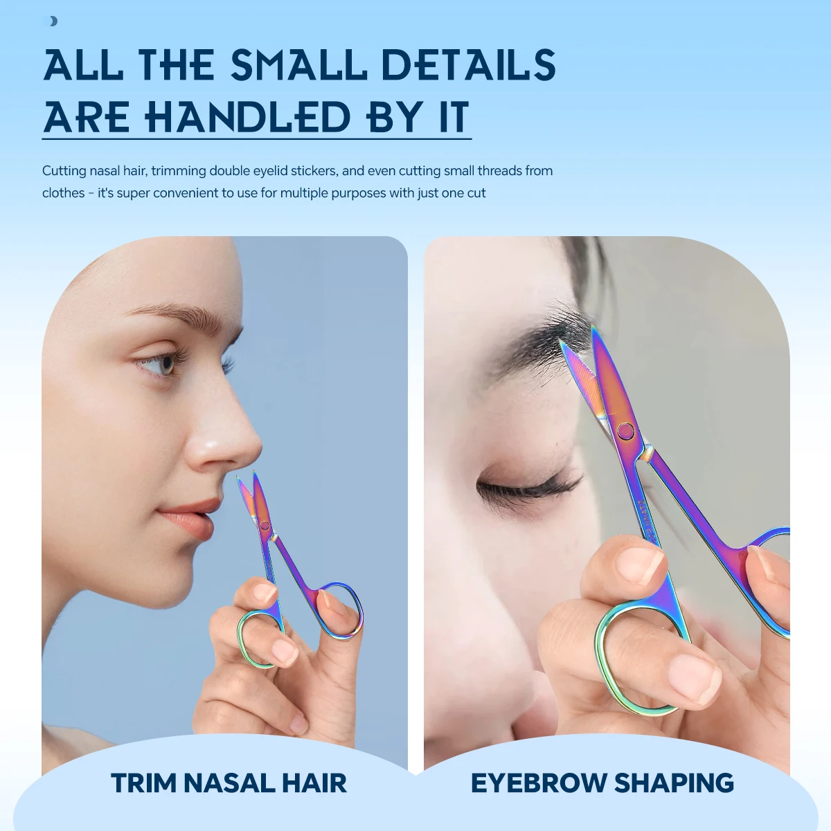 Profesjonalne nożyczki do rzęs, nierdzewny trymer do brwi i włosów w nosie, precyzyjne narzędzie do makijażu i użytku domowego.
