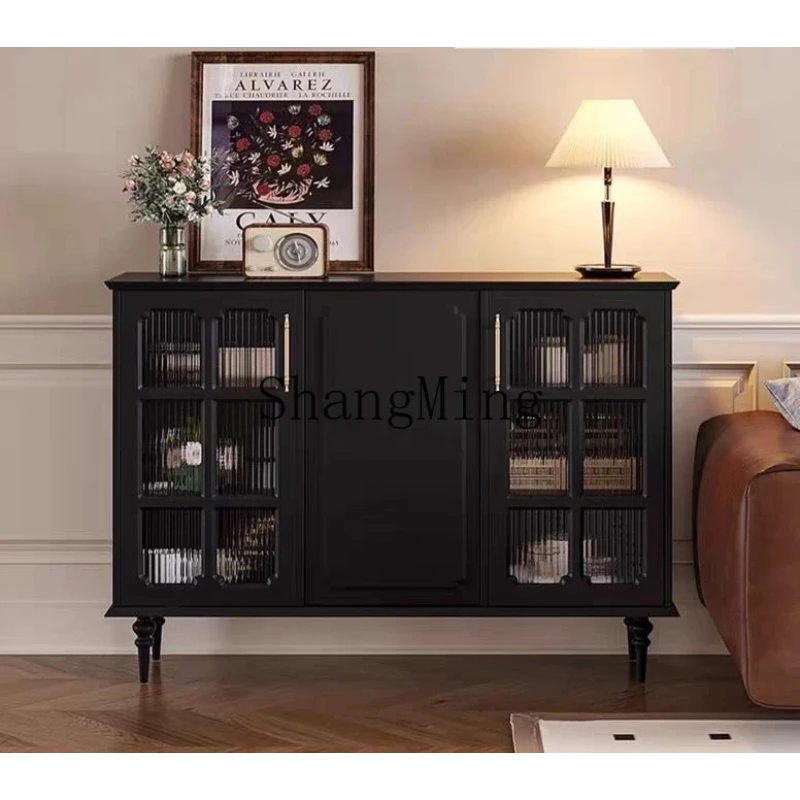 

SM retro dining side locker restaurant ultra-thin narrow entrance medieval black tea cabinet