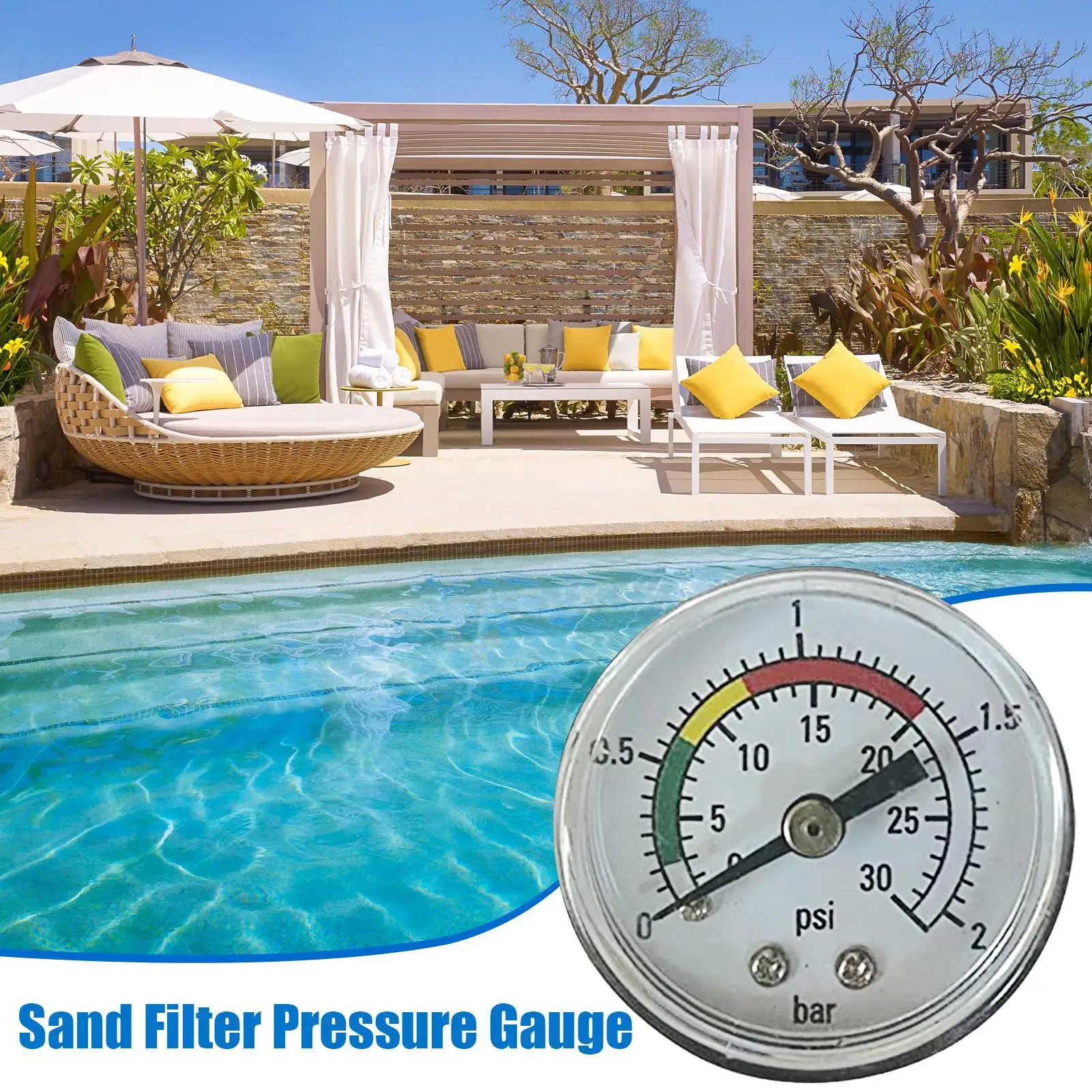 

Pool Pump Pressure Gauge Pool Sand Filter Pump Pressure Gauge Accurate Tester Heavy Duty Replacement Parts for Women Men