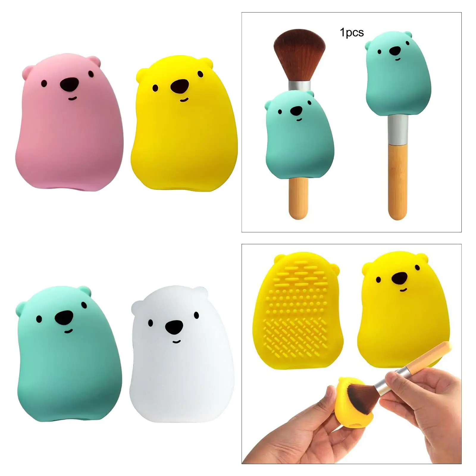 メイクブラシカバー アクセサリー お手入れ簡単 ポータブル 防塵 メイク愛好家へのギフト 女性 女の子向けのメイクブラシクリーニングパッド付き