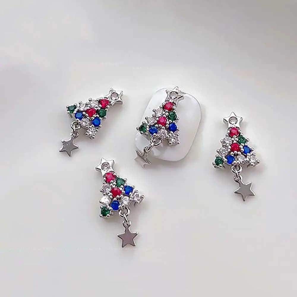 Accessoires de manucure pour arbre de noël, perceuses à ongles, flocon de neige, strass, décorations d'ongles de noël, bijoux d'ongles 3D