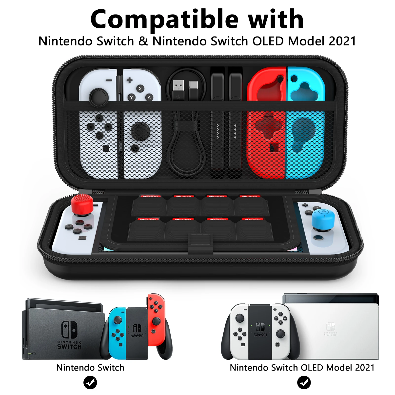 Case for Nintendo Switch & OLED Model Protective Hard Portable Travel Carry Case Shell Pouch for Nintendo Switch Console