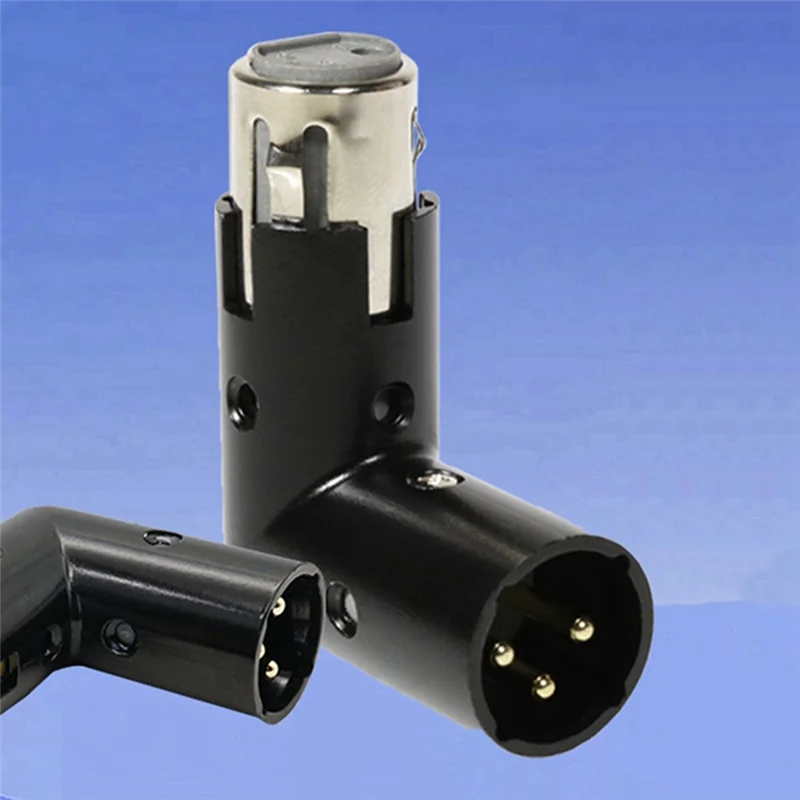 AB43-2Pcs 3Pin XLR Winkel Adapter Einstellbare Stecker Auf Buchse XLR 90 Grad Adapter 3-Pin Vernickelung Stecker für Audio