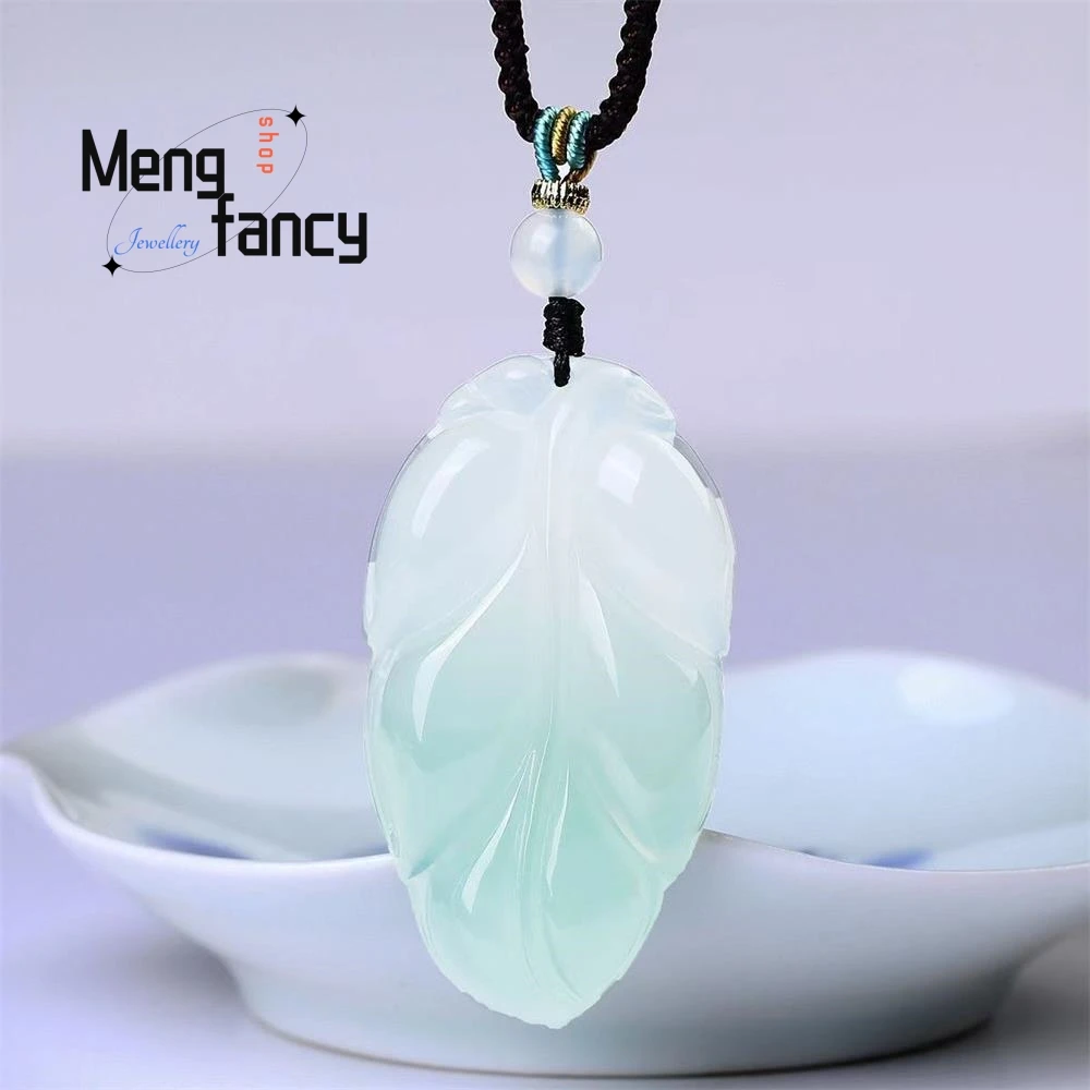 Colgante de hoja de Jade de rama de Oro Verde de media montaña de jadeíta Natural, joyería Simple exquisita, joyería de moda Sexy para niñas jóvenes